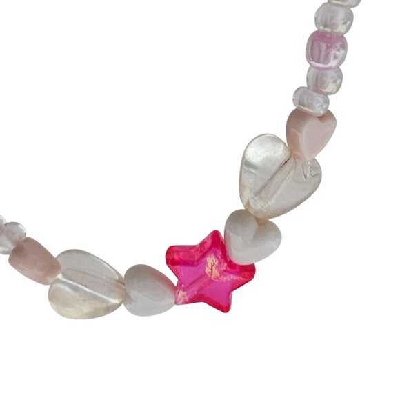 Star Heart Accents Pink Beaded Necklace Girls Fashion Costume Jewelry Dress Up - Picture 2 of 5